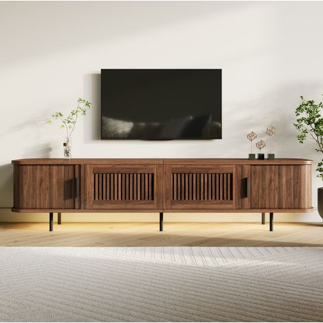 Mobile TV 180x40x44,5 cm effetto noce con contenitore per soggiorno moderno FloraGrace (1/5)
