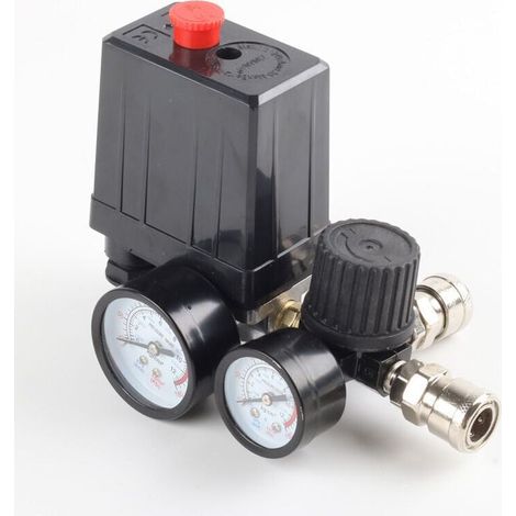 Enowelir Manomètre De Régulateur De Soupape De Compresseur D'Air 220V 0-180 PSI Avec Connecteur Rapide (1/3)