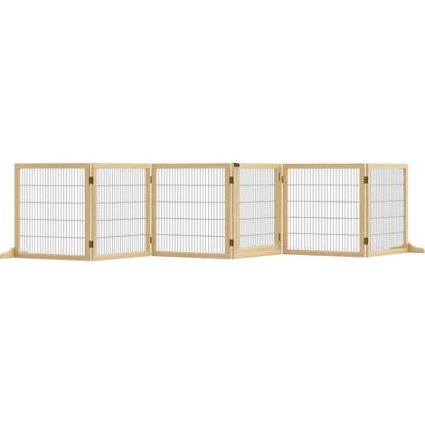 PawHut barrera de seguridad para perros de madera plegable, para escaleras y puertas, valla para perros pequeños y medianos, con soporte de pie (1/5)