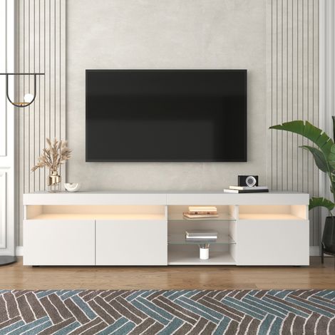 Mueble TV blanco con LED y brillo para salón OKMYHOME (1/5)