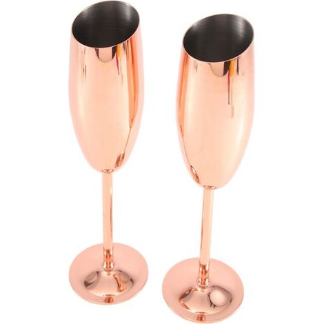 Ensemble de 2 FlûTes une Vin en Acier Inoxydable avec Champagne, Verres en ou Rose Incassables, Incassables (1/4)