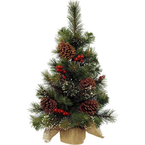 Abete innevato con bacche e mele  di pino - 45 cm (1/2)