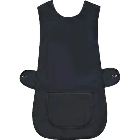 Sleeveless Polyester Apron with Straps, Work Jacket with Snap Closure, Kitchen/Service Apron, Protects Clothes from Splashes and Cleaning, Array, Black (1/5)