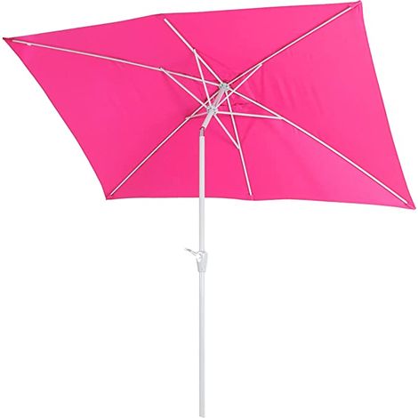 Sombrilla de jardín 2x3m rectangular basculante poliéster/aluminio 4,5kg rosa 040003895
