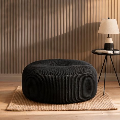 Fauteuil lounge rond de 254 cm en velours côtelé noir en corduroy (1/5)