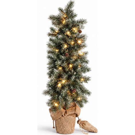 Aga Árbol de Navidad artificial en maceta 85 cm nevado con iluminación LED (1/5)