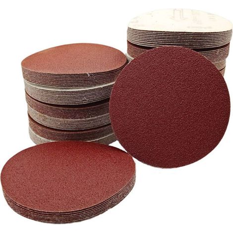 50 Stück exzentrische Schleifscheiben Ø 150 mm P60P100P150P320P600, rot, unperforiert, Set