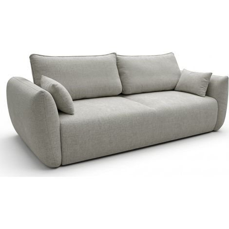 Selsey Zordo – Canapé 3 places convertible avec coffre en tissu chenille, beige gris (1/5)