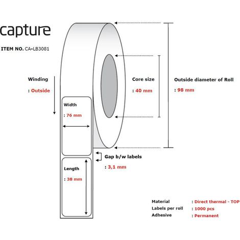 Capture CA-LB3081 etiqueta de impresora Blanco