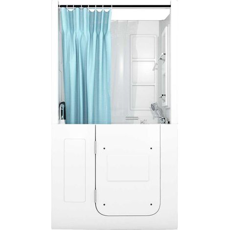 Seniorendusche und Kombination Wanne mit Whirlpool S08D-WP-B-L 110x68x205cm (1/5)