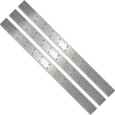 Kit de 3 règles en aluminium 30, 5 cm (12 pouces), double graduation (1/5)