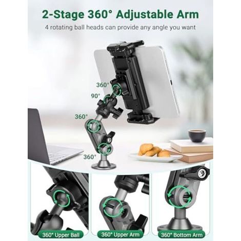 Support pour tablette pour camion, support iPad réglable à 360° pour voiture, support pour tablette en aluminium compatible avec toutes les tablettes iPad Pro Samsung Galaxy Kindle Fire de 4,7 à 12,9 (1/4)