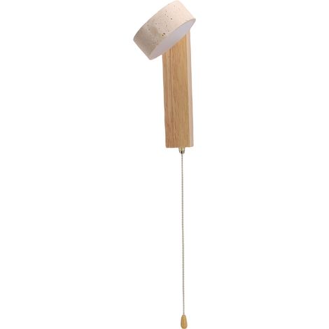 Applique murale LED en bois de chêne et pierre travertin, luminaire moderne et pivotant, décoration artistique pour entrée, couloir, chambre, salle de bain, couleur bois (1/5)