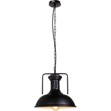 E27 Pendelleuchte Retro Industrielle Hängelampe 33CM Deckenleuchte Metall Pendelleuchte 1 Stücke Schwarz und Weiß