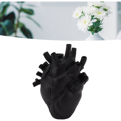 [Vase] Herzvase Moderne Luxus-Pflanzenvase aus schwarzem Kunstharz – Elegantes, handgefertigtes Herz für Wohnzimmer und Büro (1/5)