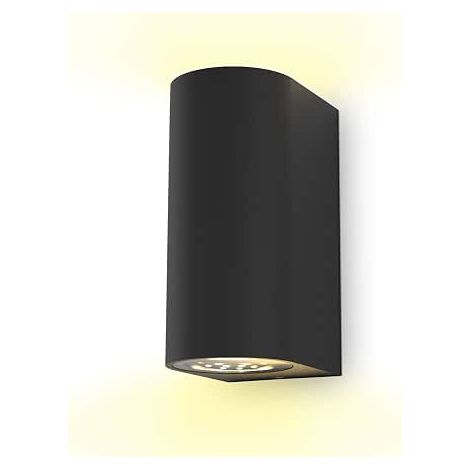 Lampe Murale LED Intérieure Noire Moderne, Spot Mural GU10, 2 Spots de 400 lm Chacun, Éclairage Jardin Patio Garage, IP44, 2 x 5 W (1/5)