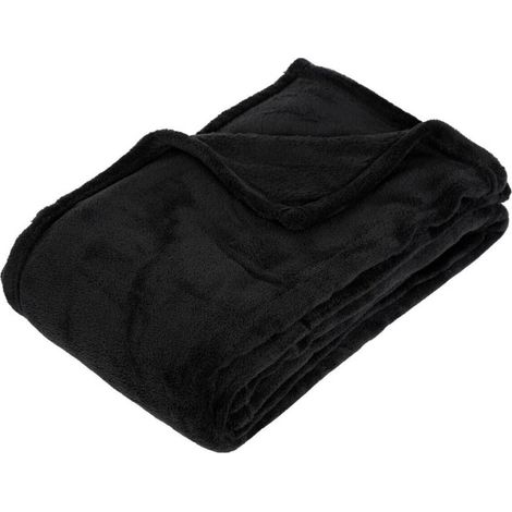 Plaid Polaire Microfibre 125x150cm Noir (1/3)