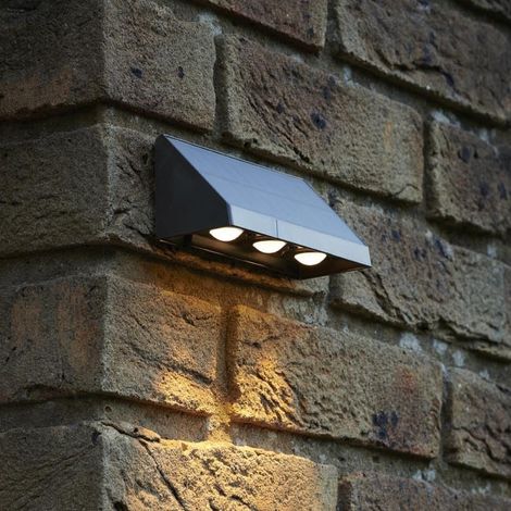 Set mit 3 Solar-Wand- und Zaunleuchten inklusive drei wasserdichter LED-Gartenleuchten