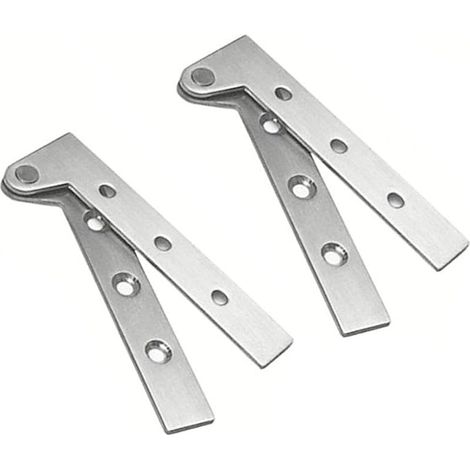 2 Pcs 360 Degree Rotation Stainless Steel Hidden Door Pivot Hinges 4 Inch Offset Knife Hinges Concealed Pivot Hinge Brushed Silver with Screws (1/5)