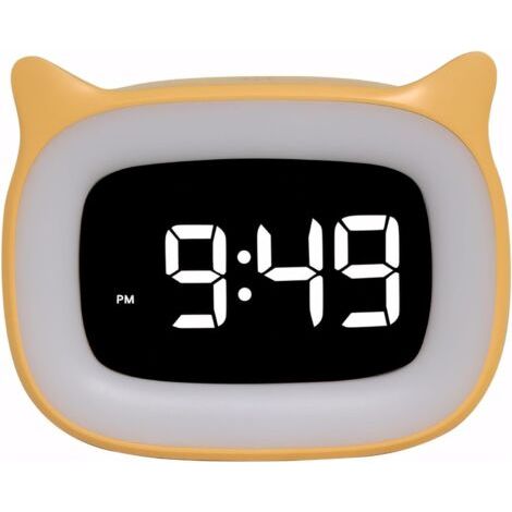 Réveil numérique  lumière chaude avec 18 sons de musique, fonction mémoire pour la maison, le bureau, la chambre à coucher, 5 volumes, snooze, veilleuse réglable, 12/24 h, orange (1/4)