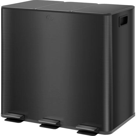 Poubelle 3 compartiments 15L couvercle déodorant fermeture douce amovible noir