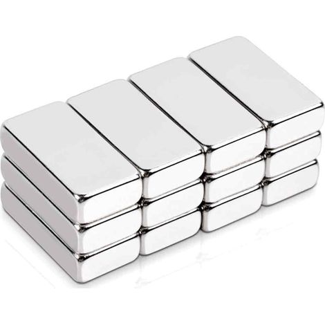 Imán Rectangular - Imán de Neodimio N52 - 40 x 20 x 10 mm - Fuerza de Sujeción 150 kg - Recubrimiento de Níquel - 1 Unidad (1/5)