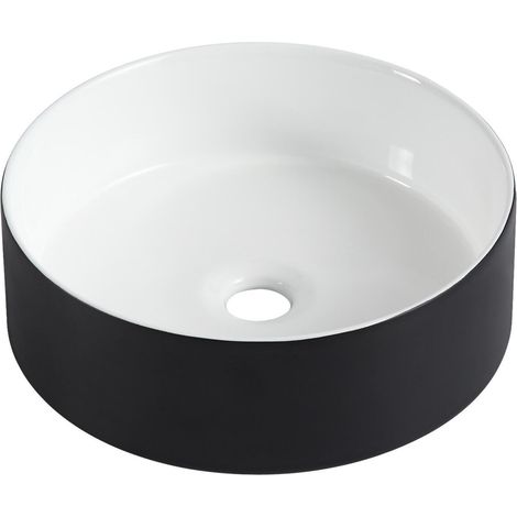Aufsatzwaschbecken L.36 x H.12 x T.36 cm weiß/schwarz LUMA