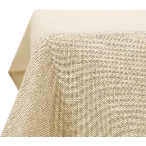 Nappe Carrée Effet Lin Déperlante Anti Tache Lavable Beige (1/5)