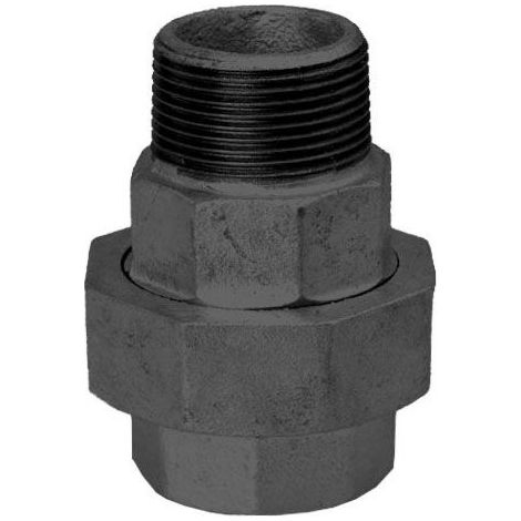 Hermann Schmidt Temperguss 331 Verschraubung 14331015 DN 15, 1/2", flach dichtend, IG/AG, schwarz