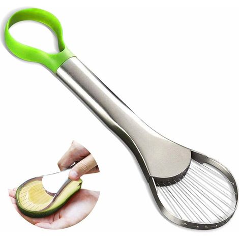 Avocadoschneider aus Edelstahl, leicht zu reinigen, Avocadoschneider aus Edelstahl, Klinge aus Edelstahl und rutschfestem Silikongriff, Schäler, Schutz für frische Avocados, FLITI Tools (1/4)