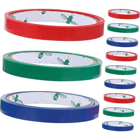 adhésif pour fermeture de sacs 12 mm 12 rouleaux rouge bleu (1/5)