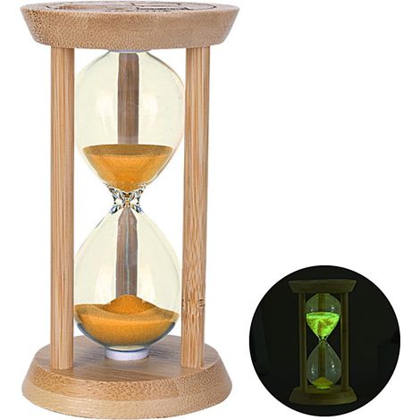 Sablier en Bois, Sablier Lumineux de dix Minutes, 13,5 x 7,5 cm, Minuterie de Cuisine, Enfants Couleur Sablier, Minuterie Dentaire pour Enfants,pour Maison,Bureau,École,Cuisine (Orange) (1/5)