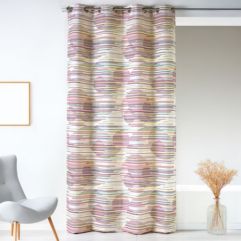 Rideau en jacquard fantaisie et graphique Rose 140x260 cm