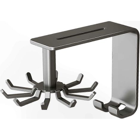 Organisateur de cuisine rotatif pour ustensiles, casseroles et accessoires avec rotation à 360° - Solution de rangement murale grise (1/4)