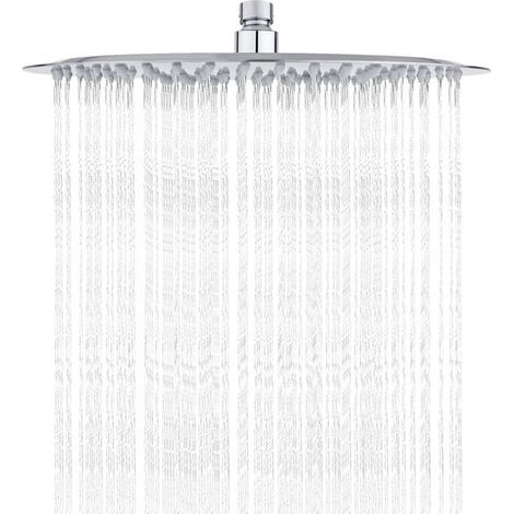 [NEVER USED] Stainless steel shower head - water-saving shower, 30 cm round shower head, universal rain shower head with 1/2-inch thread, 360° rotatable, 30° tiltable, easy to install and clean