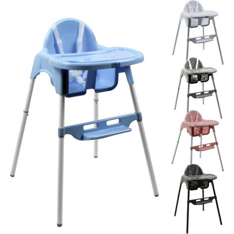 Chaise haute bébé réglable en hauteur – Structure en acier – Tablette ajustable – Harnais de sécurité 5 points – Compacte et légère – Monsieur Bébé