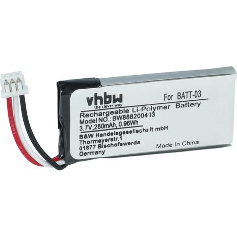 vhbw Akku kompatibel mit Sennheiser MB Pro 1, MB Pro 2, OfficeRunner, Pro 1, Pro 2, SD Office Wireless Headset Kopfhörer (200 mAh, 3,7 V, Li-Polymer)