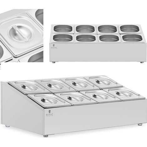 Präsentationsständer für Catering-Behälter 8 x GN 1/6 + Behälter mit Deckel (1/5)