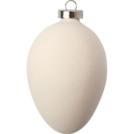 Oeufs en terre cuite brute avec collier en métal et anneau. Paquet de 2 pièces. réf 50515 (1/2)