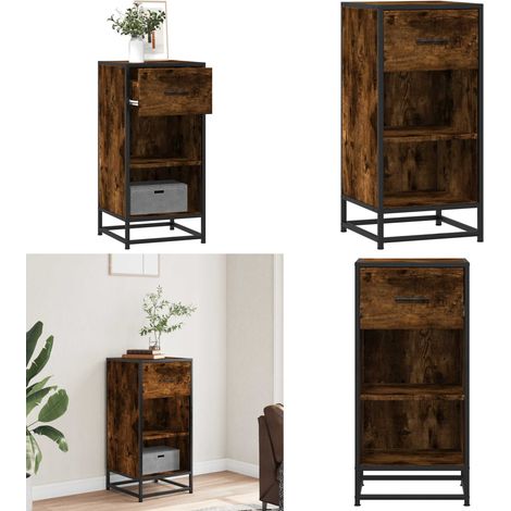 vidaXL Sideboard Räuchereiche 35,5x35x76 cm Holzwerkstoff und Metall (1/5)