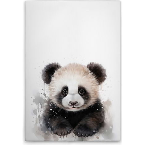 Leinwandbild Baby Panda Kinderzimmer M1-No.51899 - Kunstdruck auf Leinwand in Weiß Schwarz - Wandbild 30 x 45 cm