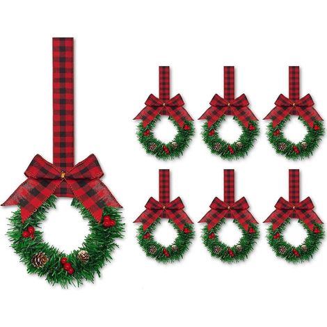 Guirlande De Noël - 6 Pièces Guirlandes Miniatures En Plastique 60 X 15 5 Cm Pour Armoire Cuisine Cheminée Fenêtre Porte (1/5)