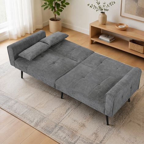 Sofa aus Cordstoff mit Metallfüßen für Wohnzimmer Grau OKMYHOME (1/5)