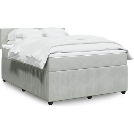 Boxspringbett mit Matratze Hellgrau 160x200 cm Samt