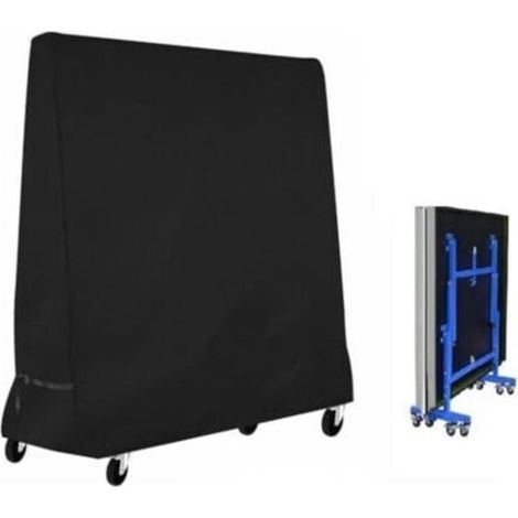 Funda para mesa de ping pong exterior, resistente al desgarro, al agua y al viento, lona impermeable de protección para mesa de ping pong, negro, 185 x 70 x 165 cm (1/4)