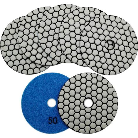 Disque Diamant Polissage Marbre à Sec Grain 50, 100mm, 7 Pièces (1/5)