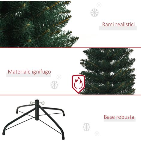 Sapin de Noël artificiel étroit 180 cm, 380 branches en PVC et métal, vert, avec pied pliable inclus. (1/5)