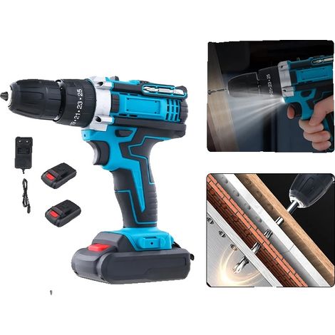 Taladro de impacto, 25+3 ajustes de velocidad, batería de 18 V, sistema de doble batería, diseño ligero, tres funciones (1/5)