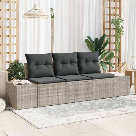 Ensemble de canapé de jardin,Salon de jardin,Sofa 3 pcs Gris clair polyrotin 838042 (1/5)