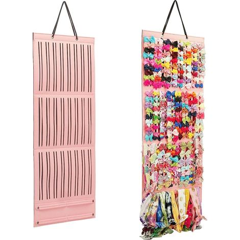 Porte-nœuds pour Filles, Grand Cintre de Rangement pour Pinces à Cheveux, Organisateur de Rubans et Nœuds, Support Solide pour Présentation de Pinces Bébé (Rose) (1/5)